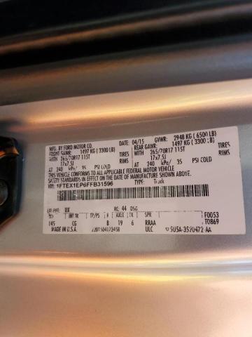 1FTEX1EP6FFB31596 - 2015 FORD F150 SUPER CAB SILVER photo 12