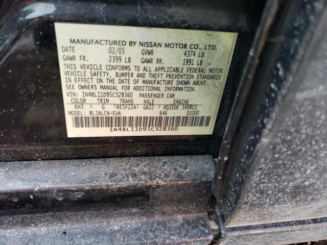 1N4BL11D95C328360 - 2005 NISSAN ALTIMA SE BLACK photo 12