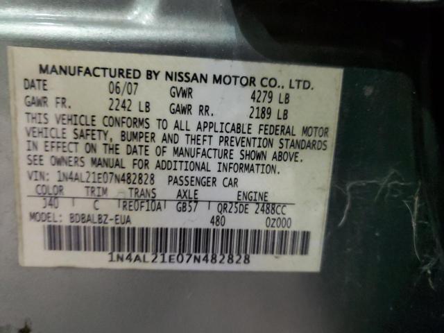 1N4AL21E07N482828 - 2007 NISSAN ALTIMA 2.5 GREEN photo 12