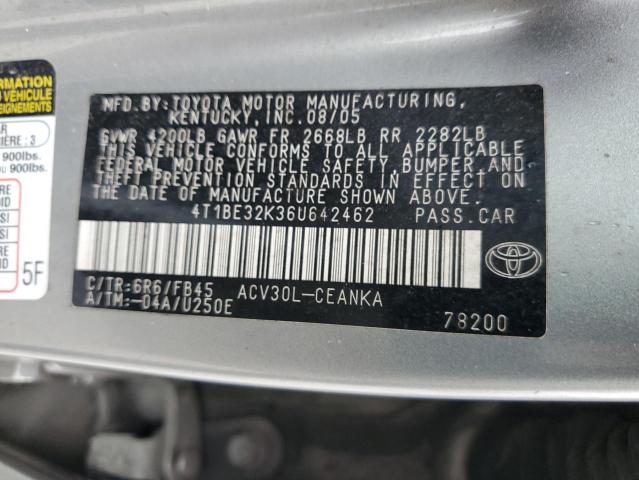 4T1BE32K36U642462 - 2006 TOYOTA CAMRY LE SILVER photo 12