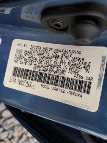 5YFBU4EE3DP086201 - 2013 TOYOTA COROLLA BASE BLUE photo 12