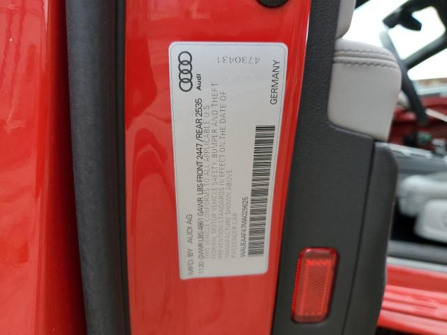 WAUEAAF47MA029625 - 2021 AUDI A4 PREMIUM PLUS 45 RED photo 12