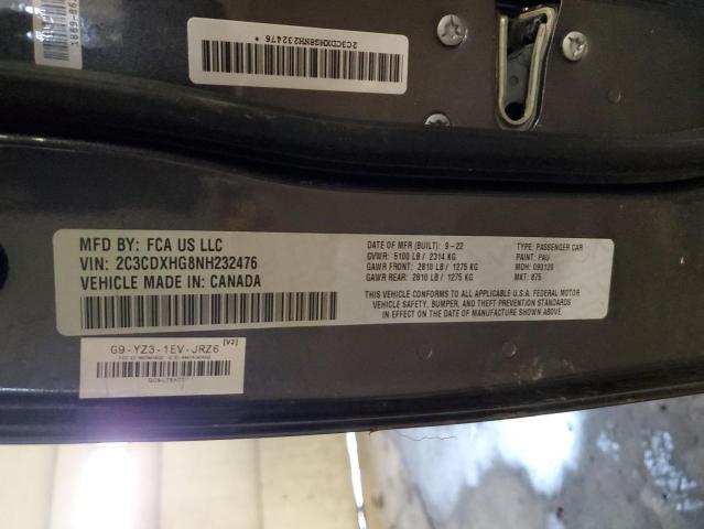 2C3CDXHG8NH232476 - 2022 DODGE CHARGER GT GRAY photo 12