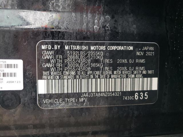 JA4J3TA84NZ054321 - 2022 MITSUBISHI OUTLANDER ES BLACK photo 12