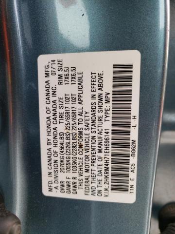 2HKRM4H71EH696141 - 2014 HONDA CR-V EXL TEAL photo 13