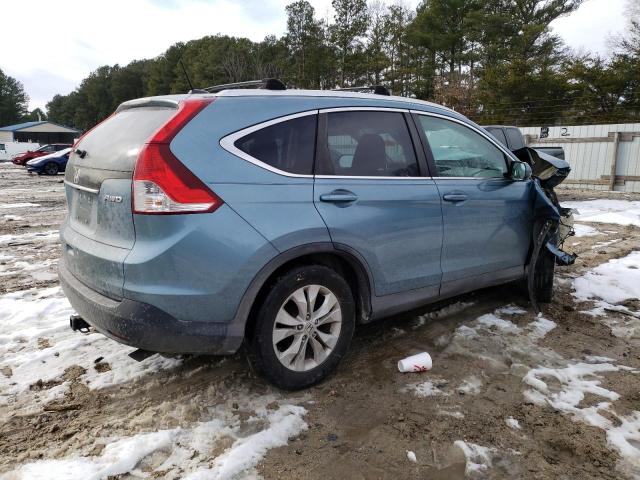 2HKRM4H71EH696141 - 2014 HONDA CR-V EXL TEAL photo 3