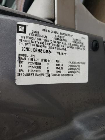 2CNDL13F356154534 - 2005 CHEVROLET EQUINOX LS GRAY photo 12