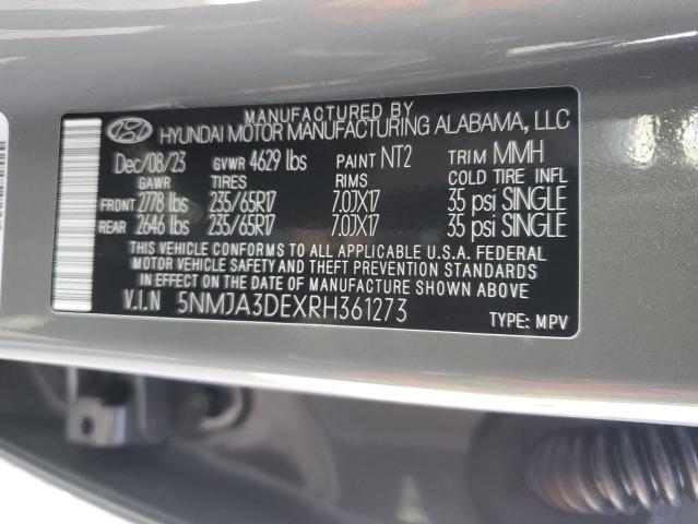 5NMJA3DEXRH361273 - 2024 HYUNDAI TUCSON SE GRAY photo 12