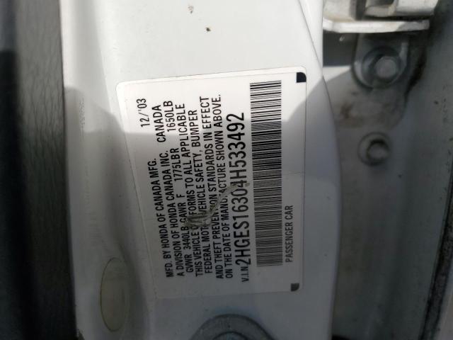 2HGES16304H533492 - 2004 HONDA CIVIC DX VP Ağ foto 12