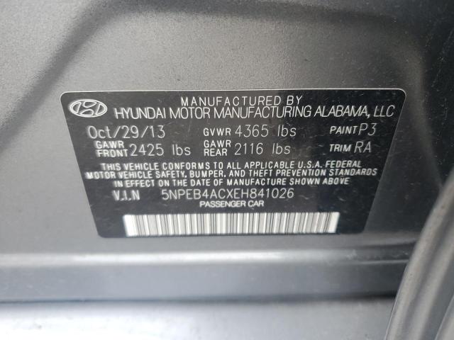 5NPEB4ACXEH841026 - 2014 HYUNDAI SONATA GLS GRAY photo 12