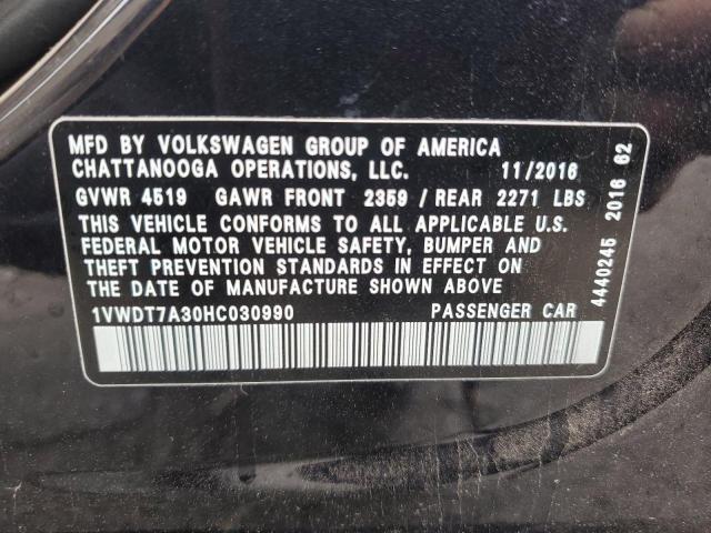 1VWDT7A30HC030990 - 2017 VOLKSWAGEN PASSAT R-LINE أسود صورة 12