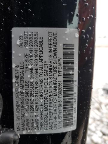 5FNYF8H51PB020561 - 2023 HONDA PASSPORT EXL BLACK photo 14