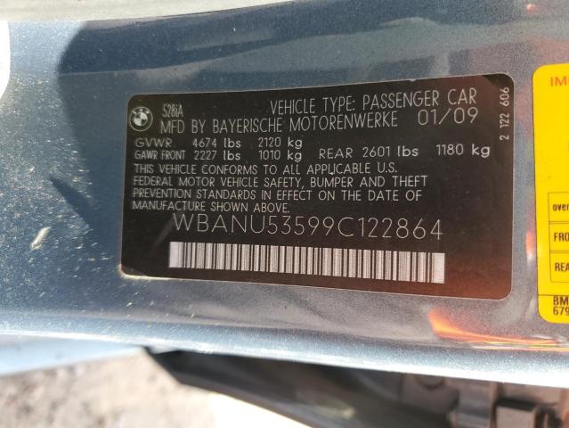 WBANU53599C122864 - 2009 BMW 528 I GRAY photo 12