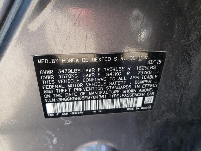 3HGGK5H85FM784361 - 2015 HONDA FIT EX GRAY photo 12