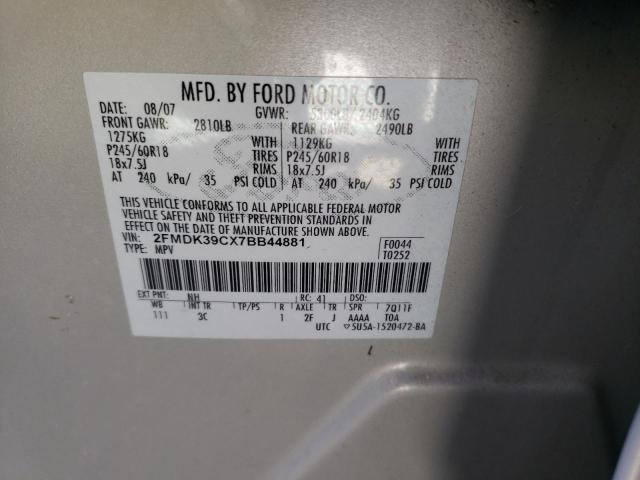 2FMDK39CX7BB44881 - 2007 FORD EDGE SEL PLUS WHITE photo 13