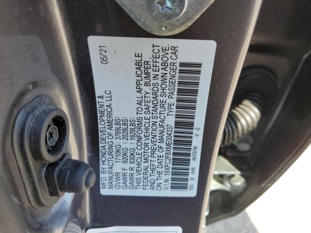 19XFC2F8XME004337 - 2021 HONDA CIVIC SPOR GRAY photo 12