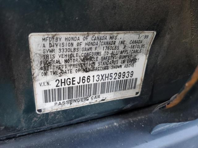 2HGEJ6613XH529939 - 1999 HONDA CIVIC BASE GREEN photo 12