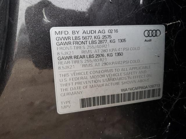 WA1VCAFP8GA108713 - 2016 AUDI SQ5 PRESTIGE GRAY photo 12