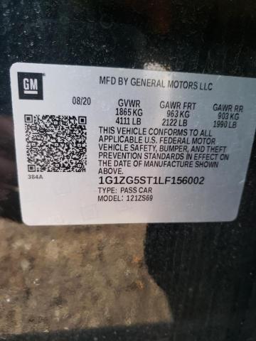 1G1ZG5ST1LF156002 - 2020 CHEVROLET MALIBU RS BLACK photo 12