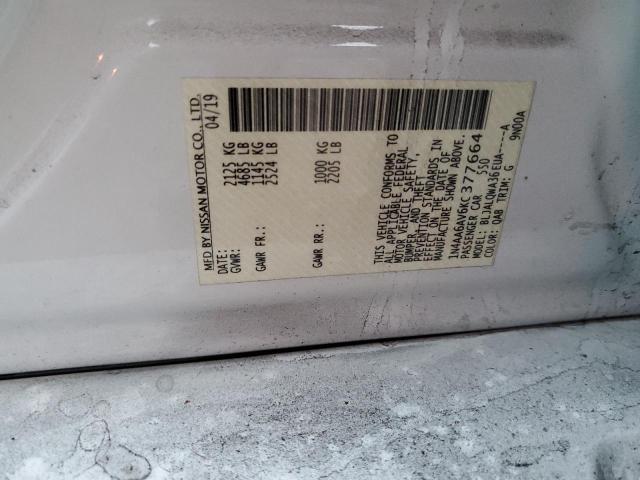 1N4AA6AV6KC377664 - 2019 NISSAN MAXIMA S WHITE photo 13