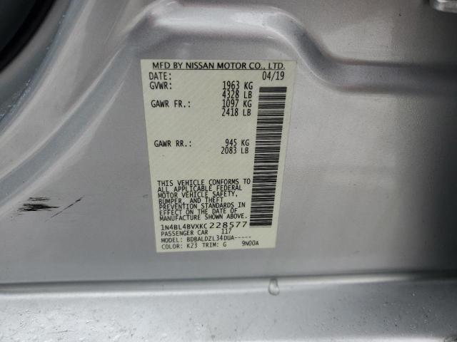 1N4BL4BVXKC228577 - 2019 NISSAN ALTIMA S SILVER photo 13