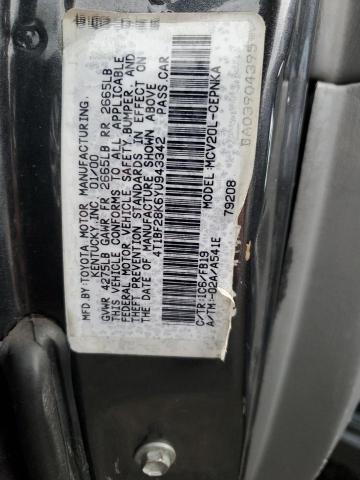 4T1BF28K6YU943342 - 2000 TOYOTA CAMRY LE CHARCOAL photo 12