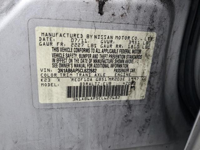 3N1AB6AP5CL622682 - 2012 NISSAN SENTRA 2.0 SILVER photo 12