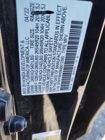 5FNYF8H09NB013360 - 2022 HONDA PASSPORT ELITE 黑色 照片 12