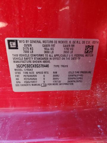 3GCPCSECXEG378446 - 2014 CHEVROLET SILVERADO C1500 LTZ RED photo 12