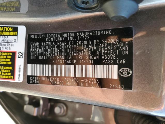 4T1G11AK3PU114204 - 2023 TOYOTA CAMRY SE NIGHT SHADE GRAY photo 12