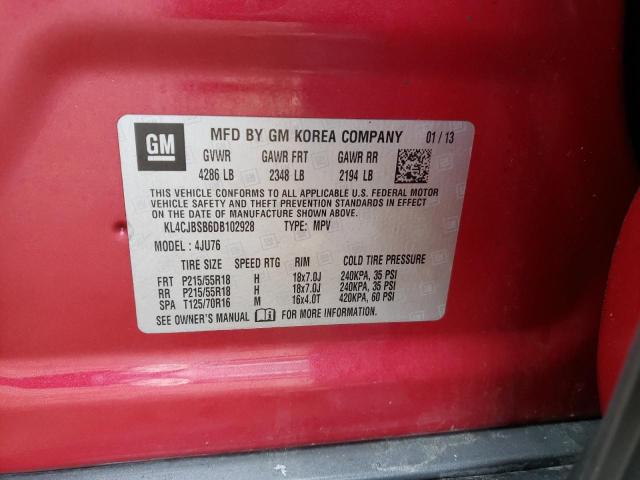 KL4CJBSB6DB102928 - 2013 BUICK ENCORE CONVENIENCE RED photo 13