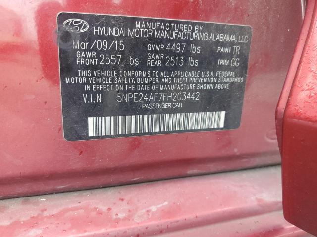 5NPE24AF7FH203442 - 2015 HYUNDAI SONATA SE RED photo 12