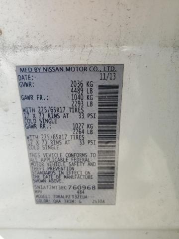 5N1AT2MT3EC760968 - 2014 NISSAN ROGUE S WHITE photo 13