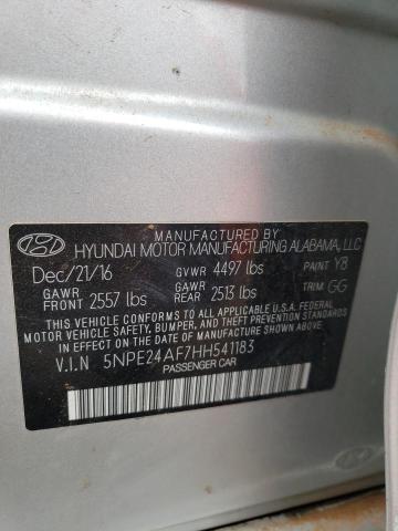 5NPE24AF7HH541183 - 2017 HYUNDAI SONATA SE SILVER photo 12