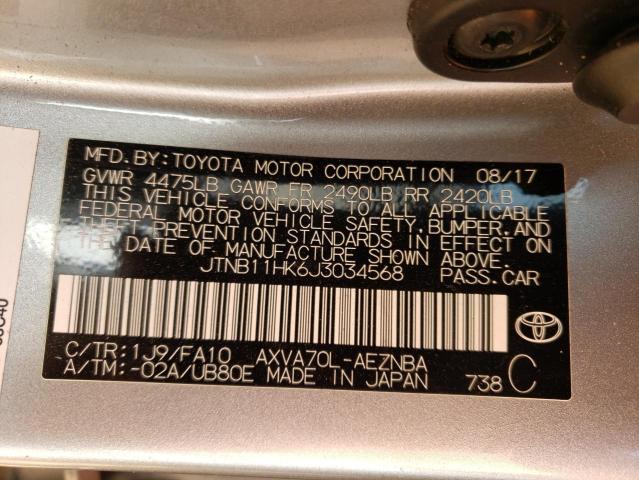 JTNB11HK6J3034568 - 2018 TOYOTA CAMRY L SILVER photo 13