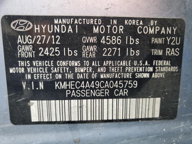 KMHEC4A49CA045759 - 2012 HYUNDAI SONATA HYBRID BLUE photo 12