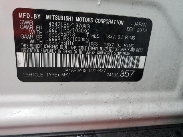 JA4AR3AU9LU019487 - 2020 MITSUBISHI OUTLANDER ES WHITE photo 12