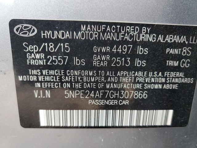 5NPE24AF7GH307866 - 2016 HYUNDAI SONATA SE SILVER photo 12