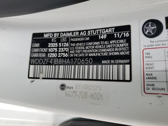 WDDZF4JB8HA170650 - 2017 MERCEDES-BENZ E 300 WHITE photo 12