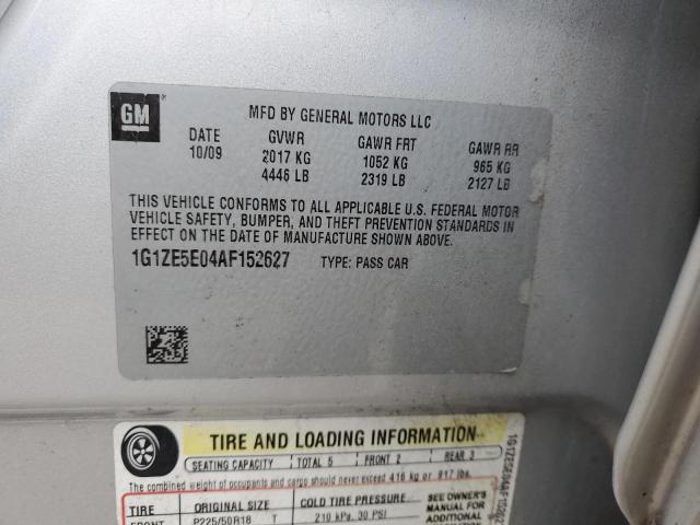 1G1ZE5E04AF152627 - 2010 CHEVROLET MALIBU LTZ ვერცხლისფერი ფოტო 12