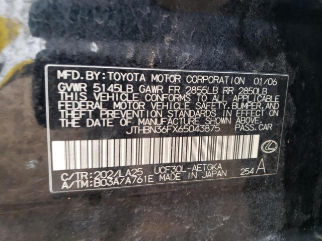 JTHBN36FX65043875 - 2006 LEXUS LS 430 BLACK photo 13