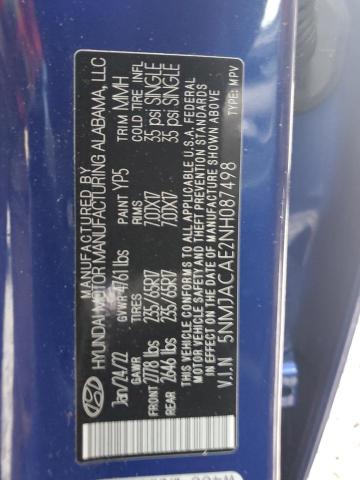 5NMJACAE2NH087498 - 2022 HYUNDAI TUCSON SE BLUE photo 13