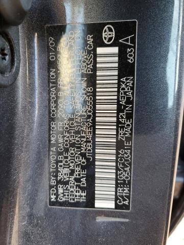 JTDBU4EE9AJ055518 - 2010 TOYOTA COROLLA BASE GRAY photo 12