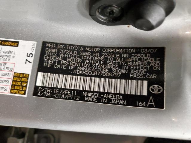 JTDKB20U877088797 - 2007 TOYOTA PRIUS SILVER photo 12