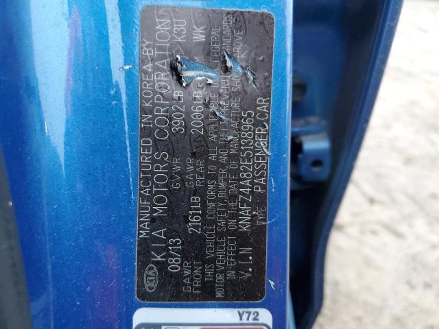 KNAFZ4A82E5138965 - 2014 KIA FORTE EX BLUE photo 12