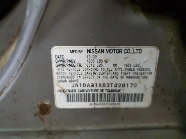 JN1DA31A83T428170 - 2003 NISSAN MAXIMA GLE SILVER photo 12