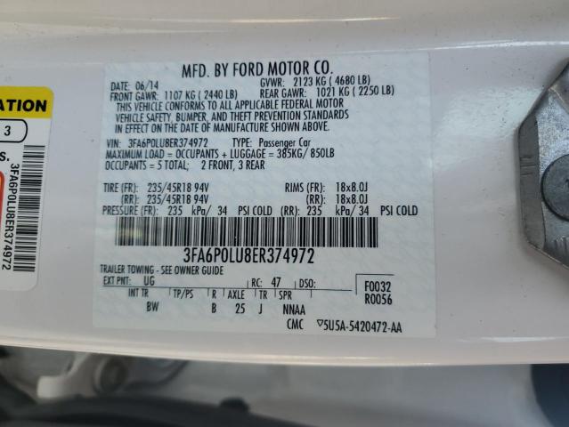 3FA6P0LU8ER374972 - 2014 FORD FUSION SE HYBRID WHITE photo 12