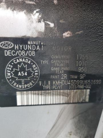 KMHDU45D99U651699 - 2009 HYUNDAI ELANTRA GLS SILVER photo 12