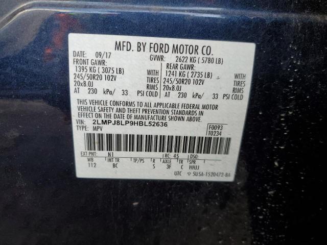 2LMPJ8LP9HBL52636 - 2017 LINCOLN MKX RESERVE BLUE photo 12