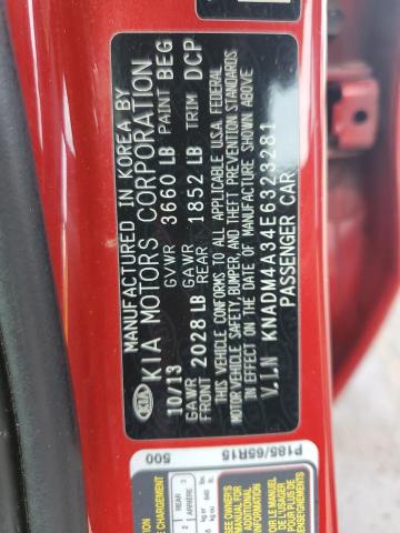 KNADM4A34E6323281 - 2014 KIA RIO LX RED photo 12